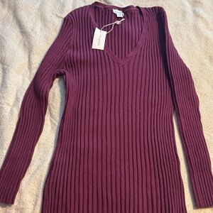 Sundance Deep Burgundy V-Neck Sweater